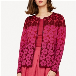 Bilde av Mellomlang jakke, julerose, ull/silke