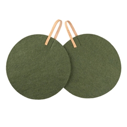 Bilde av Gryteklut i ull m/skinnreim grønn