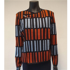 Bilde av Kort jakke blå/terrakotta med nål