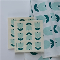 Bilde av Gavesett klut og kjøkkenhåndkle, tulipan blå