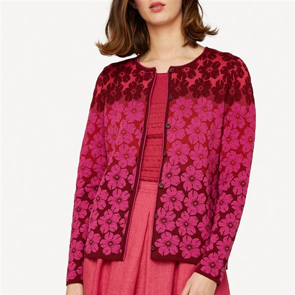 Mellomlang jakke, julerose, ull/silke