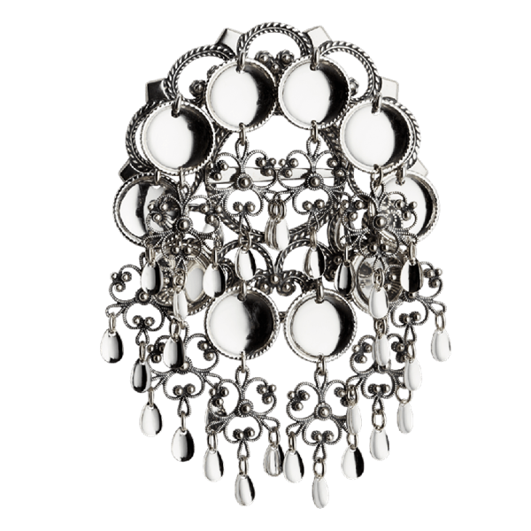 Sølje med 16 mm trådkantlauv, oksidert. 198101