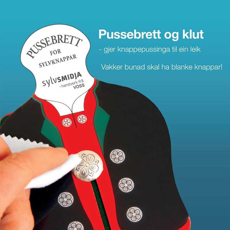 Pussebrett med klut til knappene