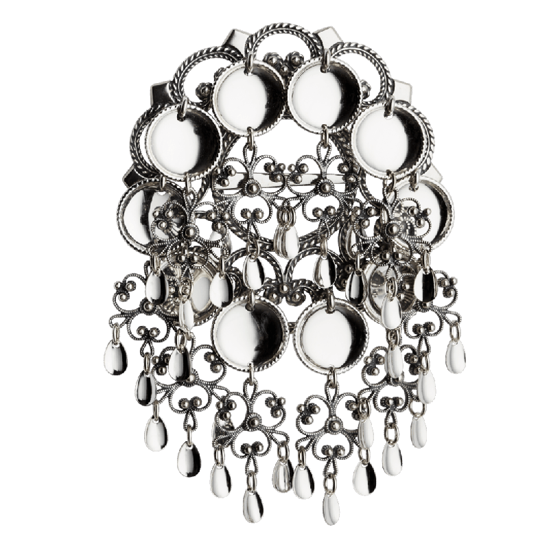 Sølje med 16 mm trådkantlauv, oksidert. 198101